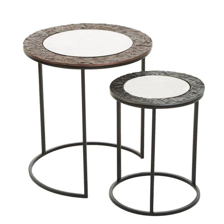 Akola Nest of 2 Tables - Round - Gold and Black