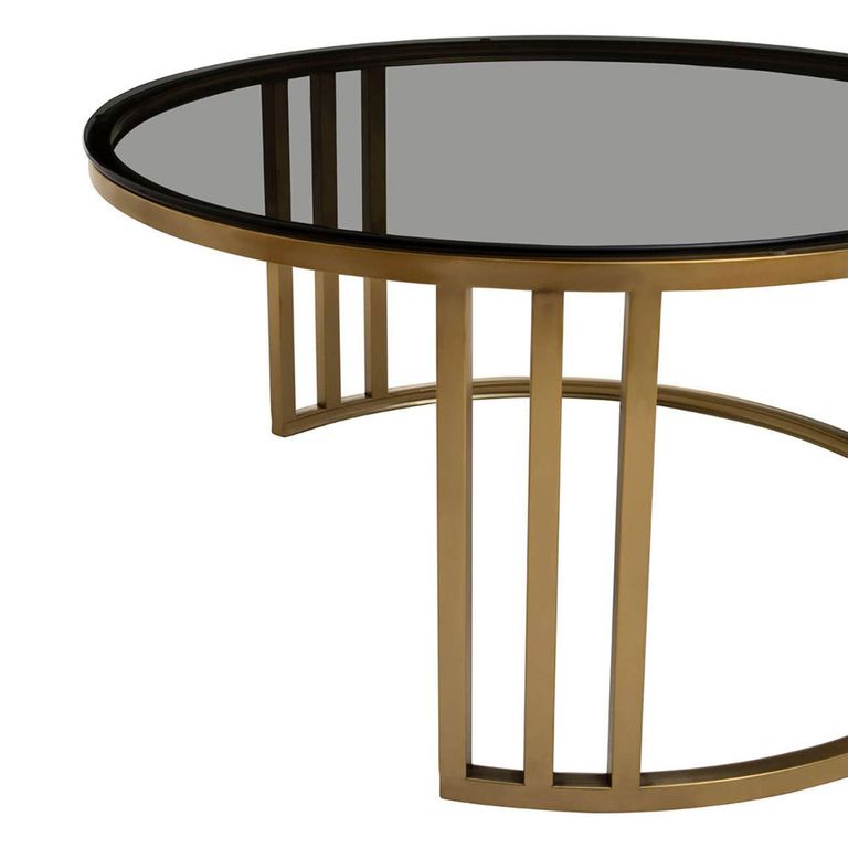 Alana Nest of Tables - Set of 2 - Black Glass and Gold Base - Round