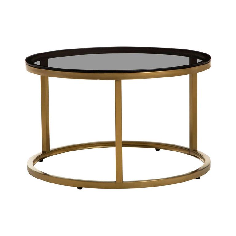 Alana Nest of Tables - Set of 2 - Black Glass and Gold - Round