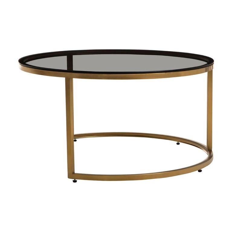 Alana Nest of Tables - Set of 2 - Black Glass and Gold - Round