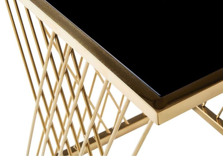 Arezzo Nest of Tables - Set of 3 - Black Glass with Gold