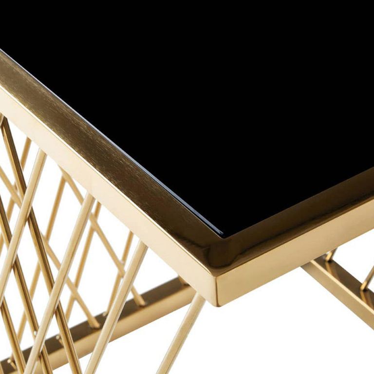 Arezzo Nest of Tables - Set of 3 - Black Glass with Gold