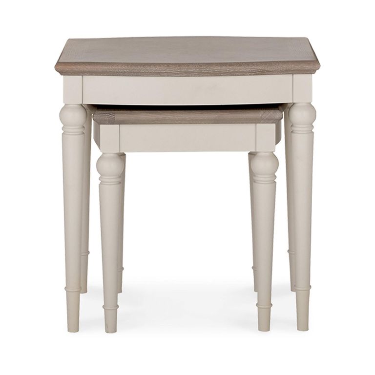 Montreux Nest of Lamp Tables - Grey Washed Oak & Soft Grey
