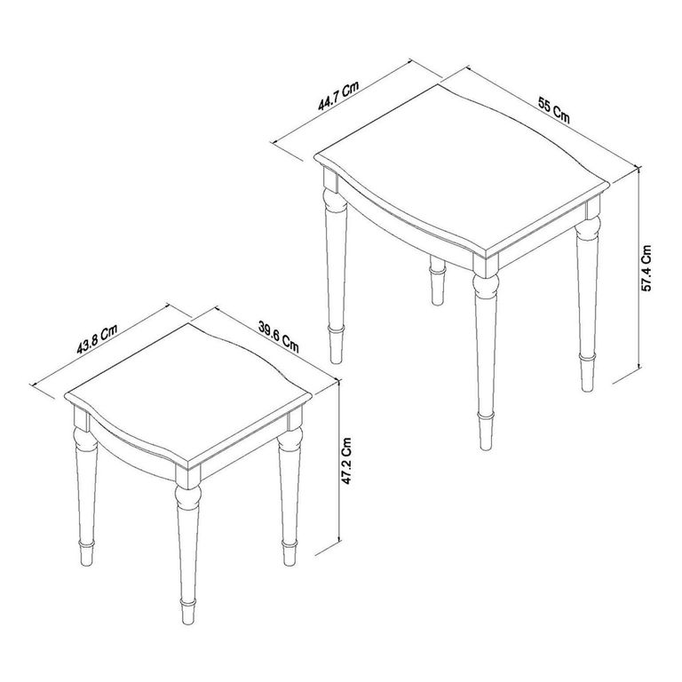 Montreux Nest of Lamp Tables - Grey Washed Oak & Soft Grey