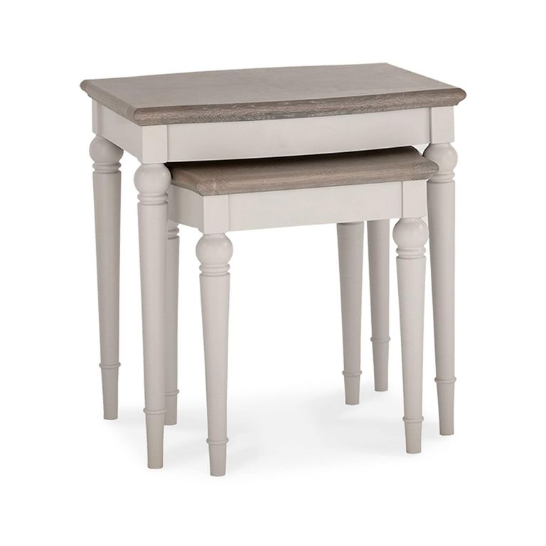 Montreux Nest of Lamp Tables - Grey Washed Oak & Soft Grey