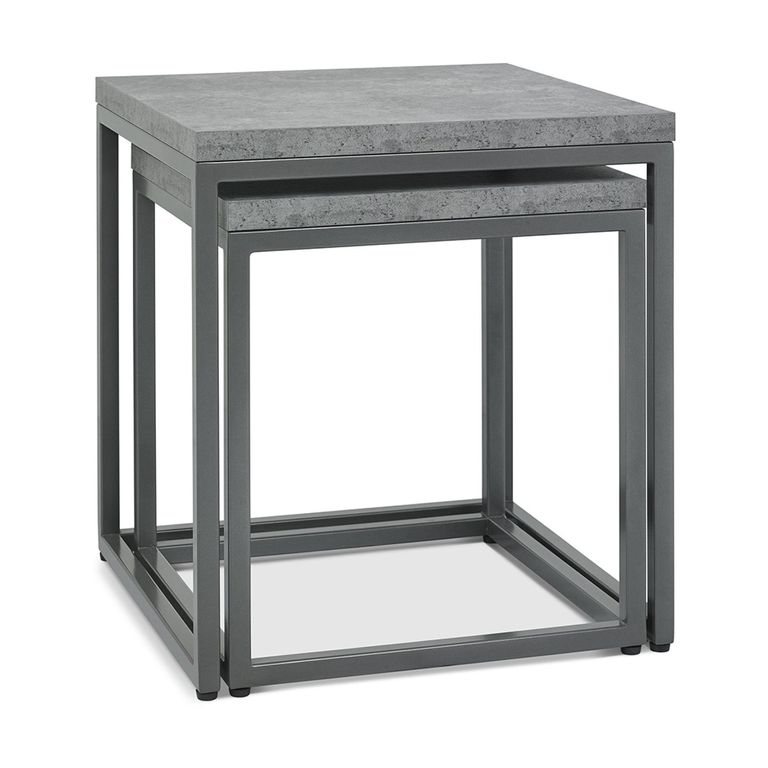 Renzo Zinc & Dark Grey Nest of Lamp Tables - Set of 2