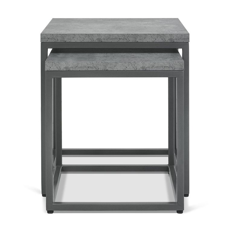 Renzo Zinc & Dark Grey Nest of Lamp Tables - Set of 2