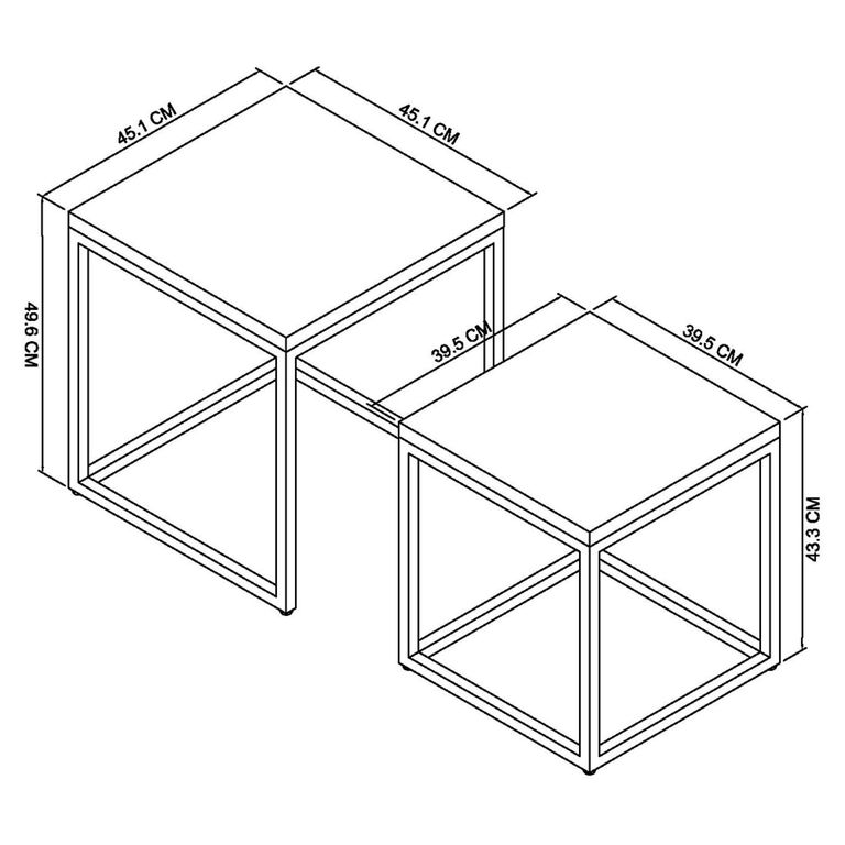 Renzo Zinc & Dark Grey Nest of Lamp Tables - Set of 2