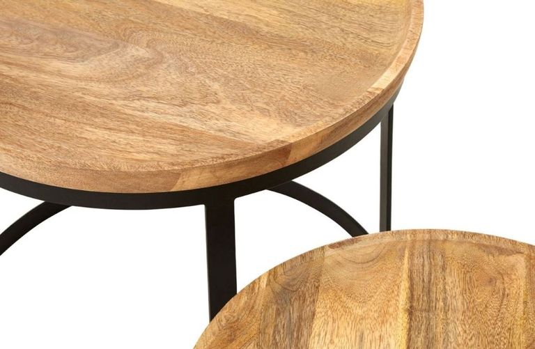 Boho Nest of 2 Tables - Round - Natural Mango Wood