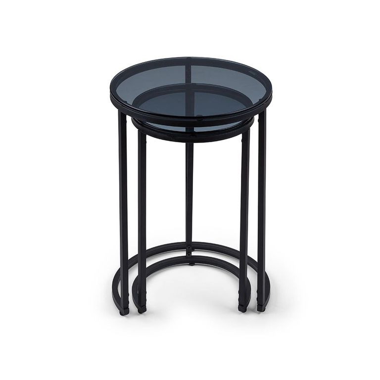 Chicago Nest of Tables - Set of 2 - Round - Smoked Glass