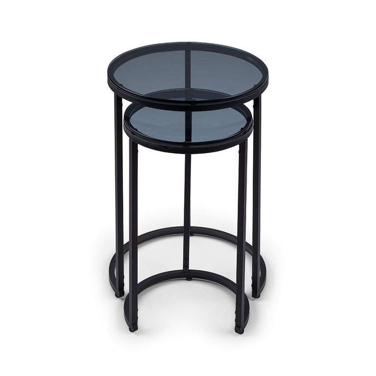 Chicago Nest of Tables - Set of 2 - Round - Smoked Glass