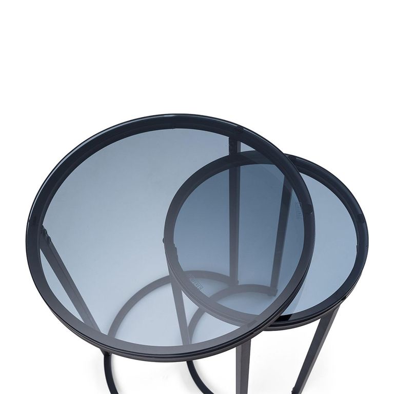 Chicago Nest of Tables - Set of 2 - Round - Smoked Glass