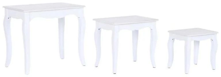 Clearance - Romantic White Wood Nest of 3 Table - FSS15986