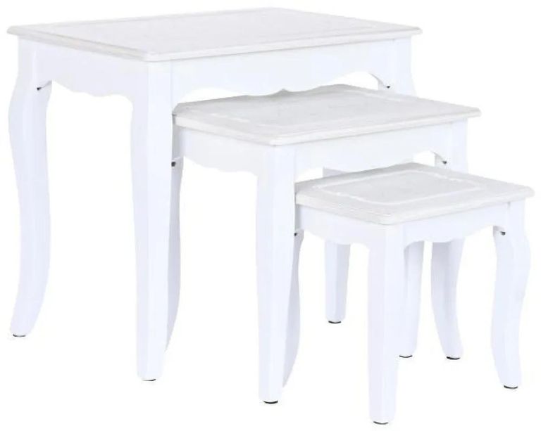 Clearance - Romantic White Wood Nest of 3 Table - FSS15986