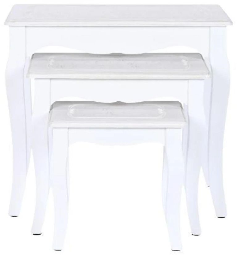 Clearance - Romantic White Wood Nest of 3 Table - FSS15986