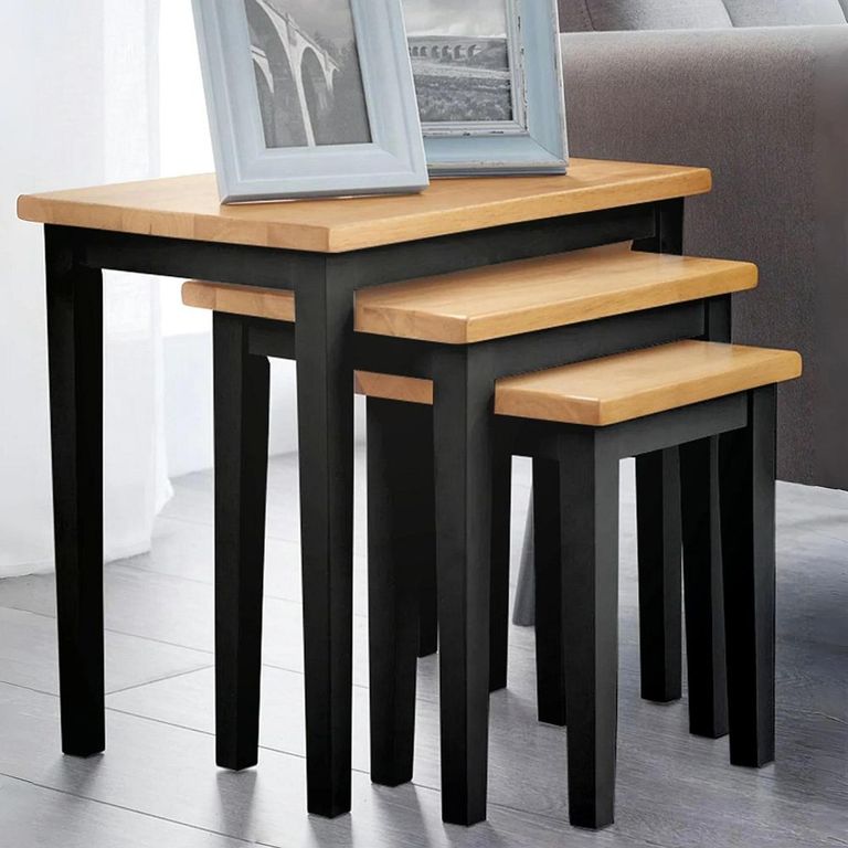 Cleo Nest of Tables - Set of 3 - Black and Oak