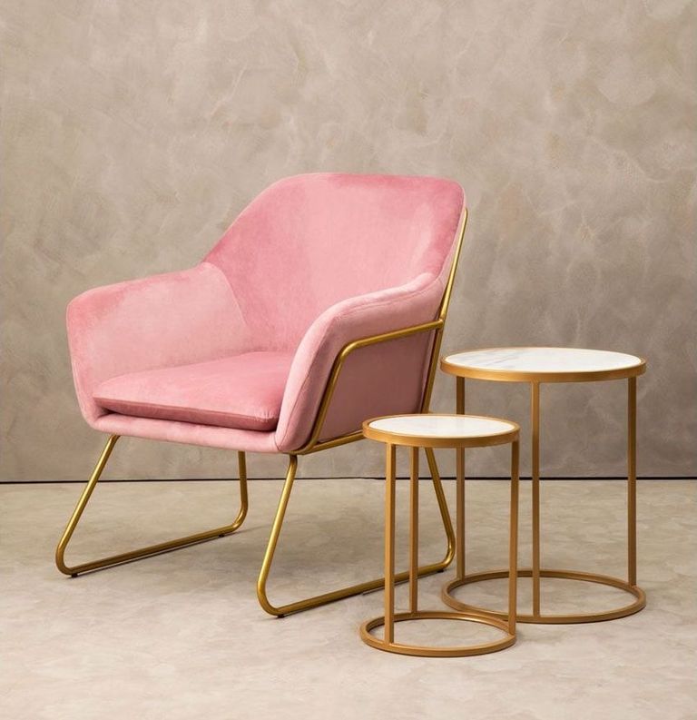 Colva Nest of Tables - Set of 2 - White Marble with Gold