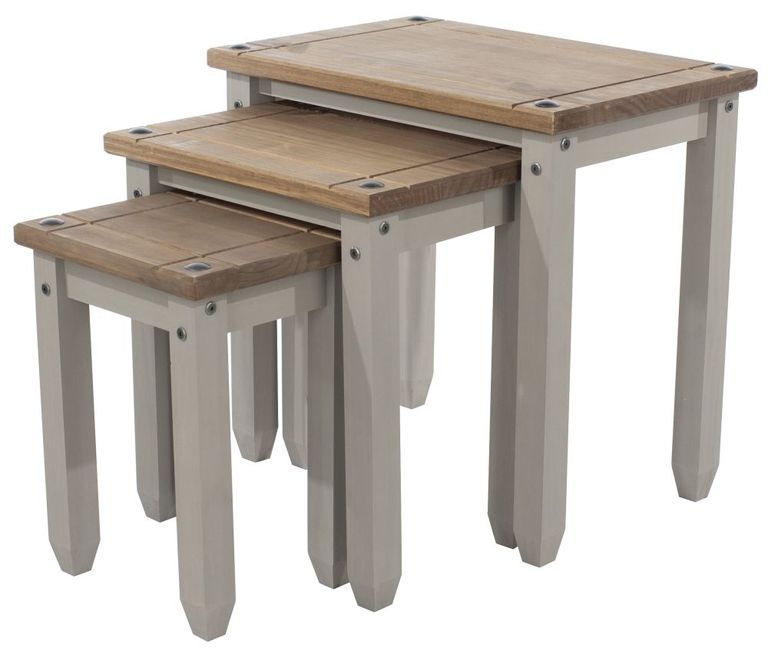 Corona Grey Mexican Pine Nest of 3 Tables