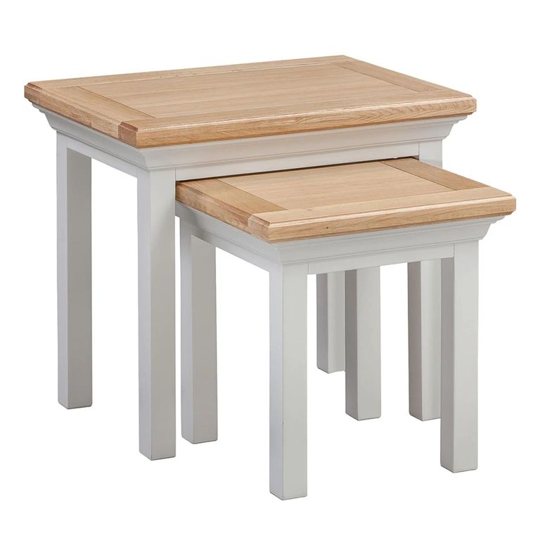 Cotswold Nest of Tables - Set of 2 - Oak and Painted