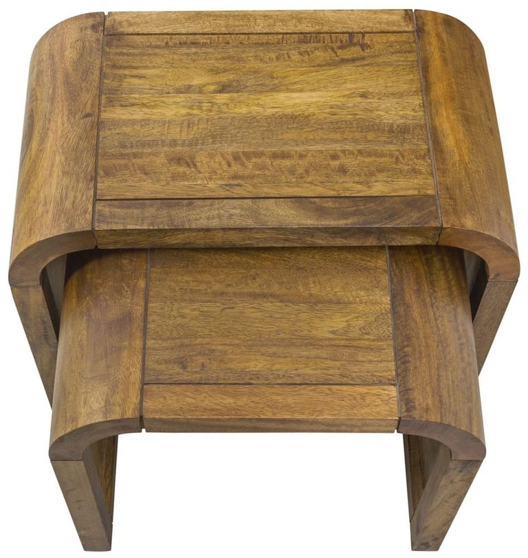 Curved Edge Mango Wood Nest of 2 Tables