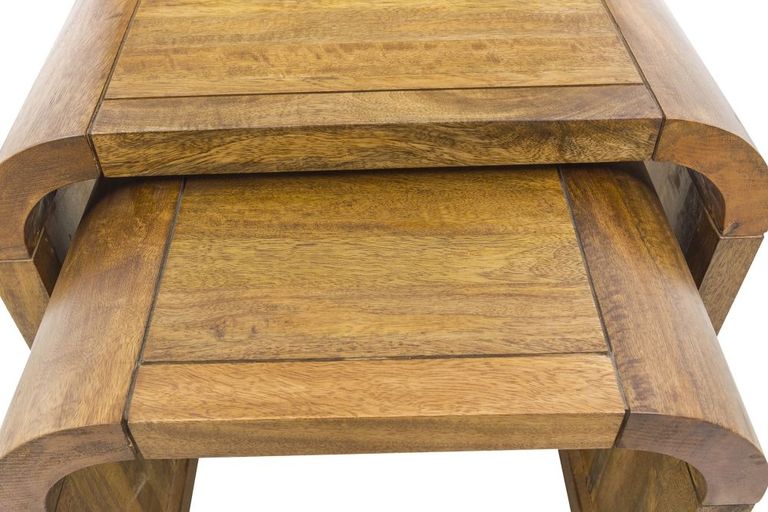 Curved Edge Mango Wood Nest of 2 Tables