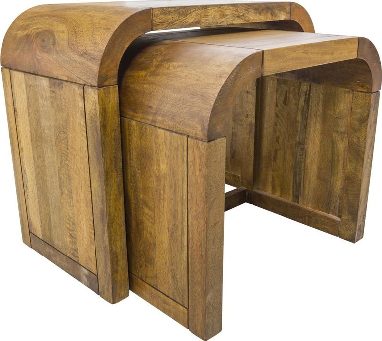 Curved Edge Mango Wood Nest of 2 Tables