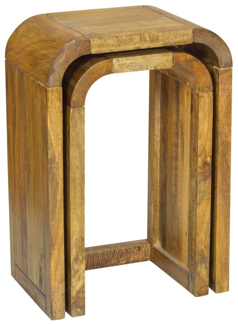 Curved Edge Mango Wood Nest of 2 Tall Tables