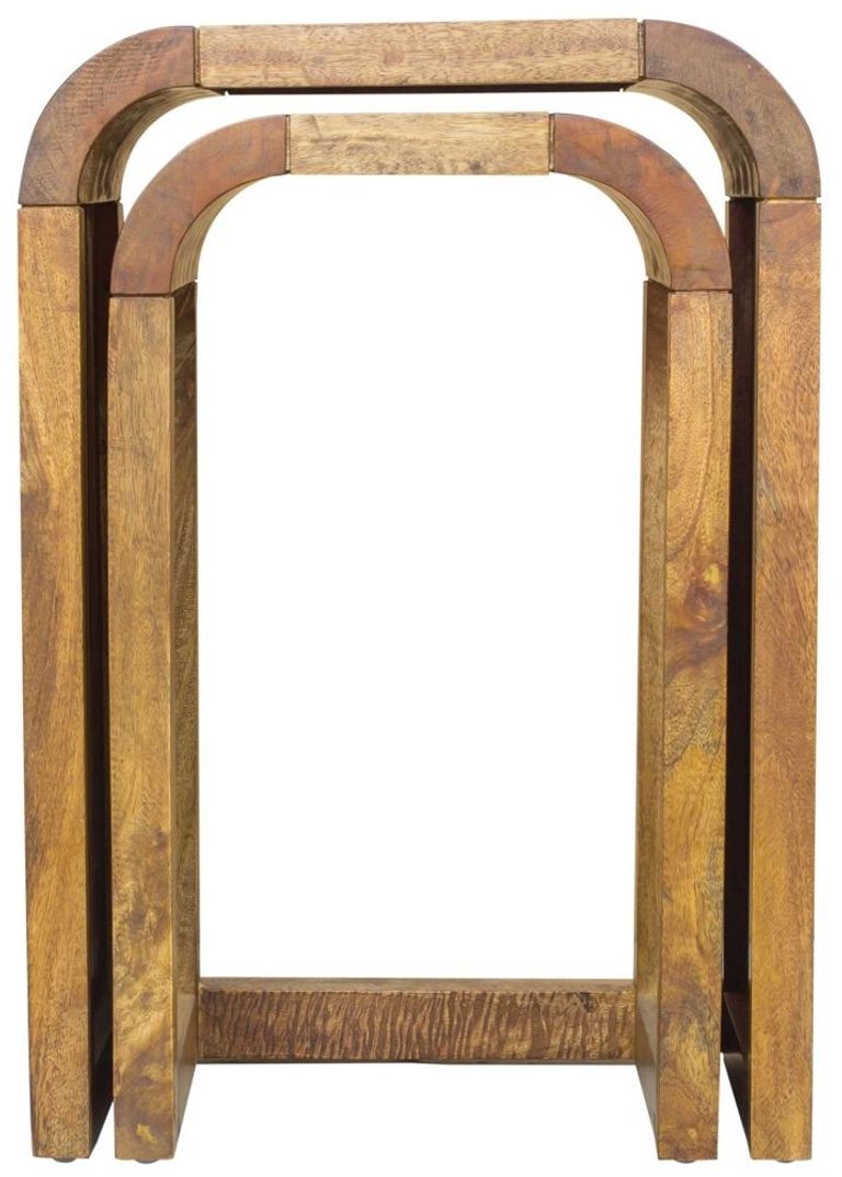 Curved Edge Mango Wood Nest of 2 Tall Tables