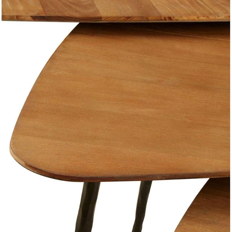 Elmo Nest of 3 Tables - Triangular - Large - Elm Wood and Metal