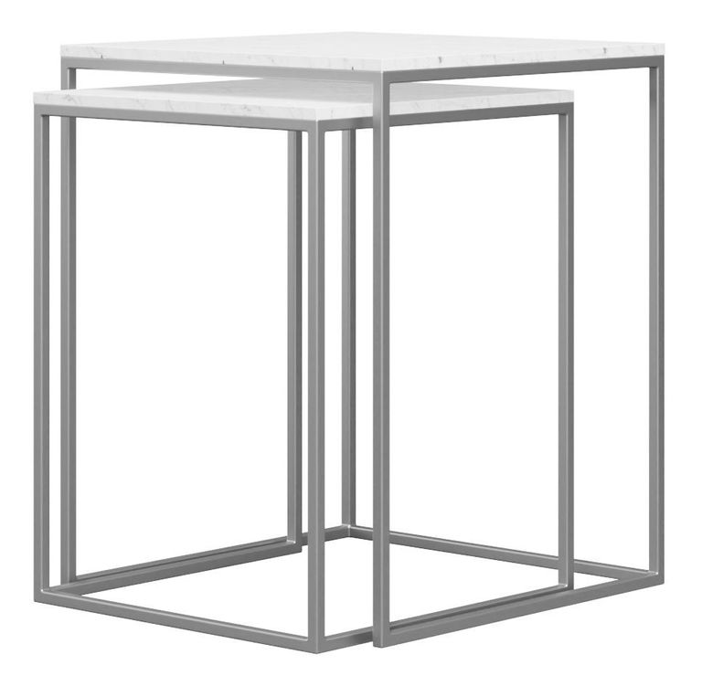 Halifax Square Nest of 2 Tables - White Marble
