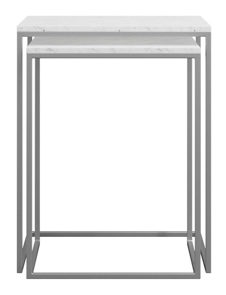 Halifax Square Nest of 2 Tables - White Marble
