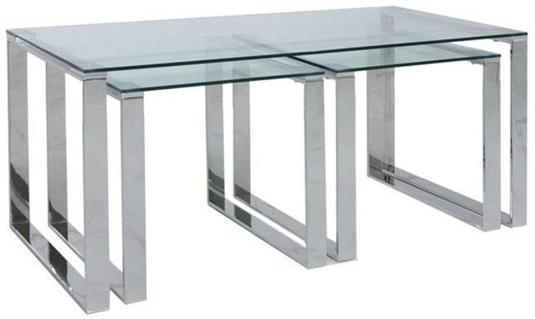 Harry Nest of 3 Tables - Glass and Chrome