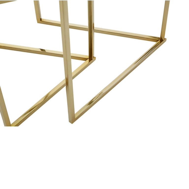 Herber Nest of 2 Tables - Hexagon - Clear Glass with Gold Metal