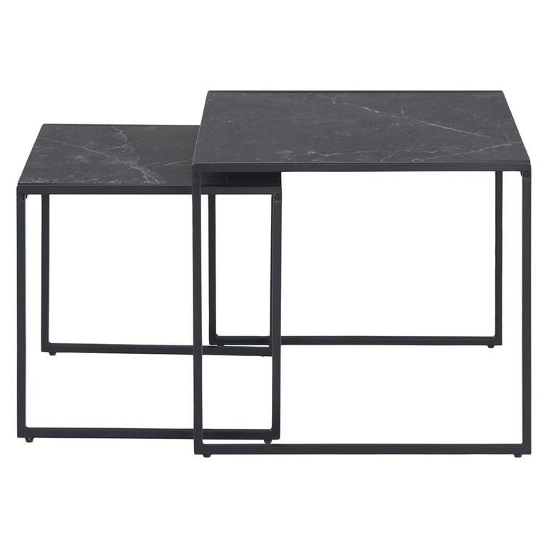 Infinity Nest of Tables - Square - Black Marble Effect - Set of 2
