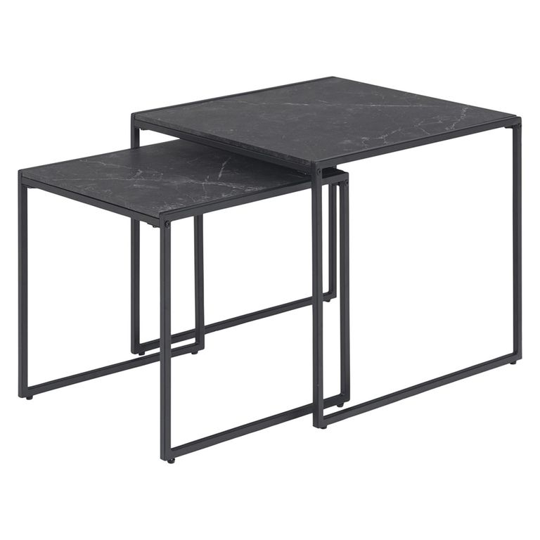 Infinity Nest of Tables - Square - Black Marble Effect - Set of 2