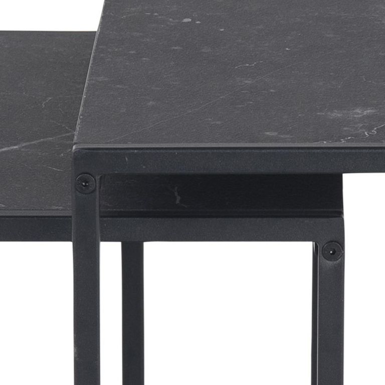 Infinity Nest of Tables - Square - Black Marble Effect - Set of 2