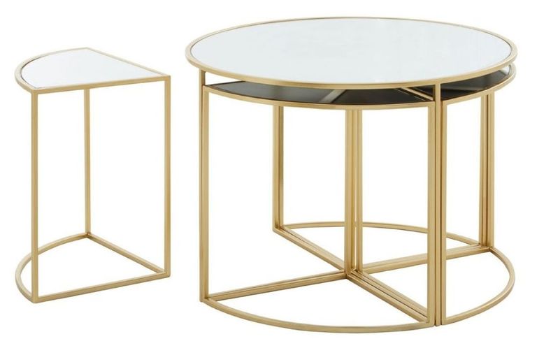 Jolie Nest of Tables - Mirrored with Gold - Round
