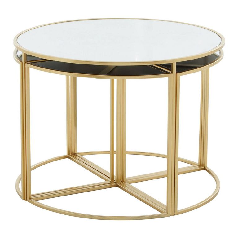 Jolie Nest of Tables - Mirrored with Gold - Round