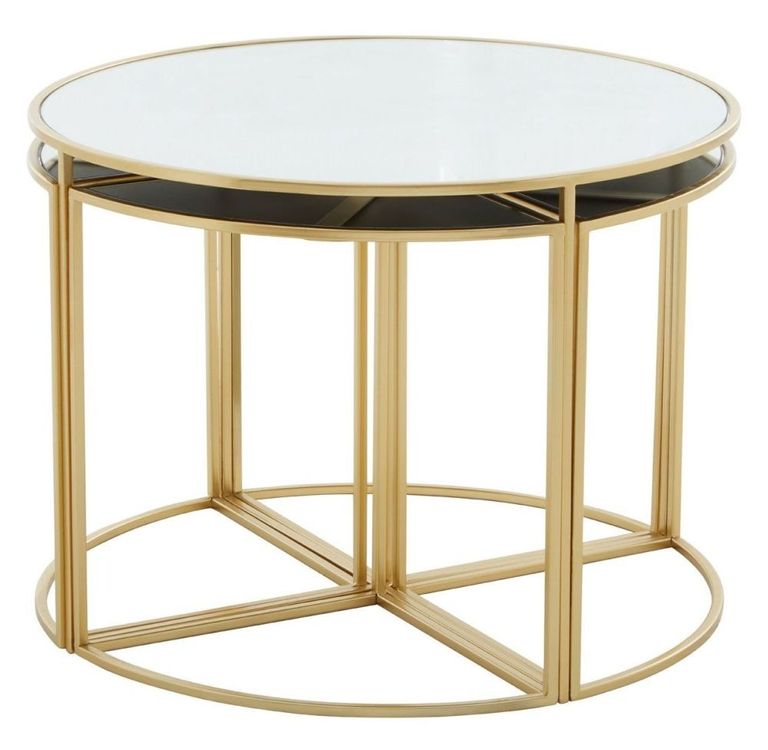 Jolie Nest of Tables - Mirrored with Gold - Round