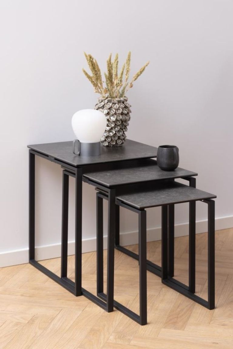 Katrine Nest of Tables - Black Ceramic - Set of 3