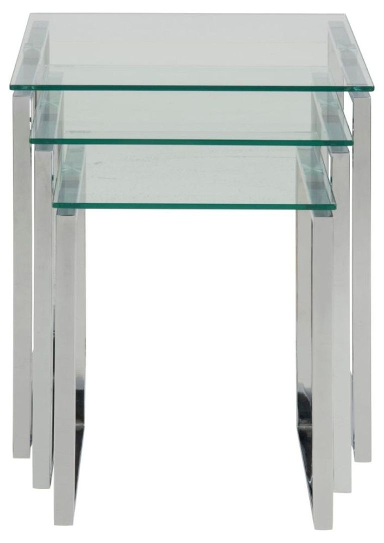 Katrine Nest of Tables - Clear Glass - Set of 3