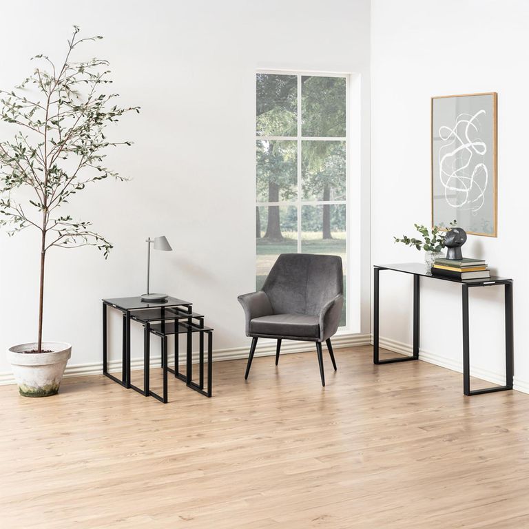 Katrine Nest of Tables - Smoked Glass - Set of 3