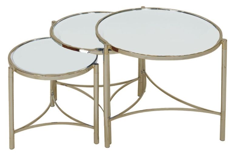 Brookville Nest of Tables - Brass Mirrored - Set of 3