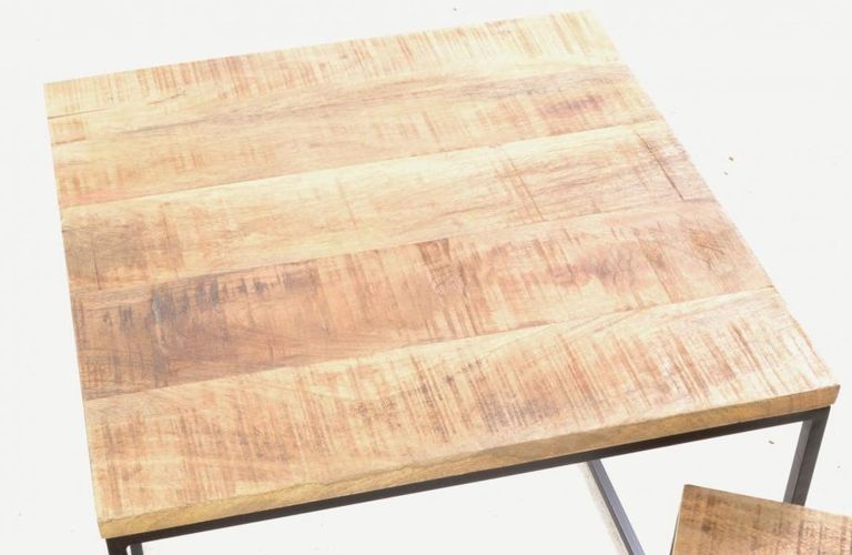 Old Empire Mango Wood Square Nest of 3 Tables