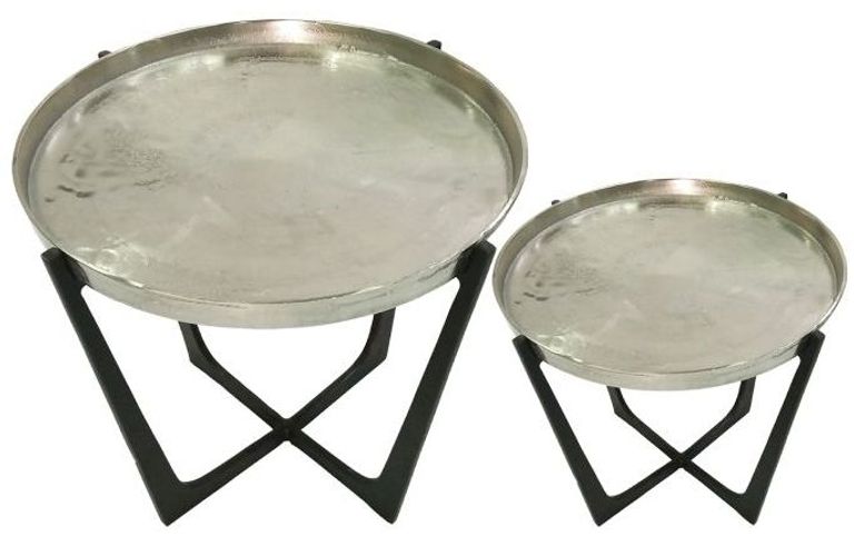 Rohan Nest of Tables - Round - Nickel and Black - Set of 2