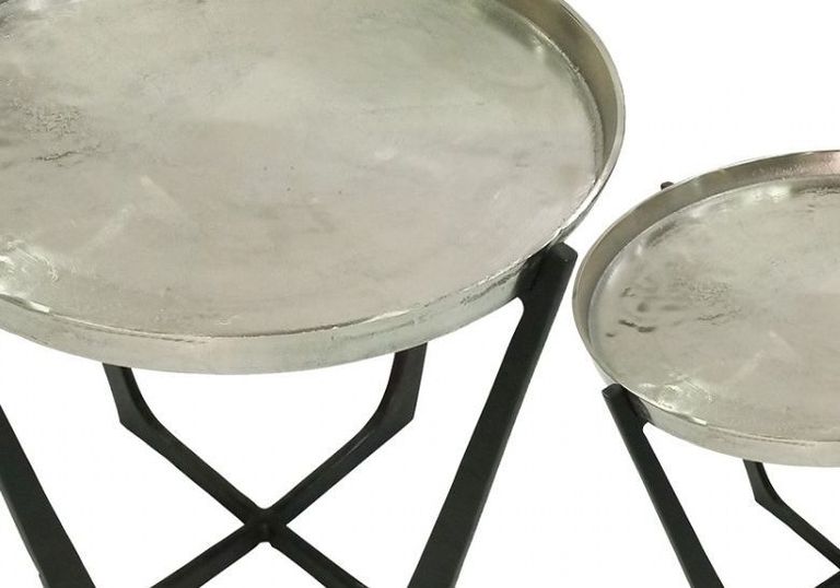 Rohan Nest of Tables - Round - Nickel and Black - Set of 2
