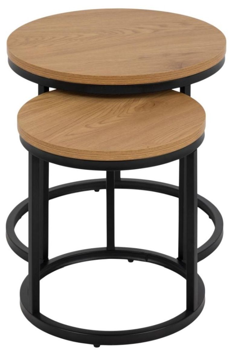 Spiro Nest of Tables - Round - Oak - Set of 2