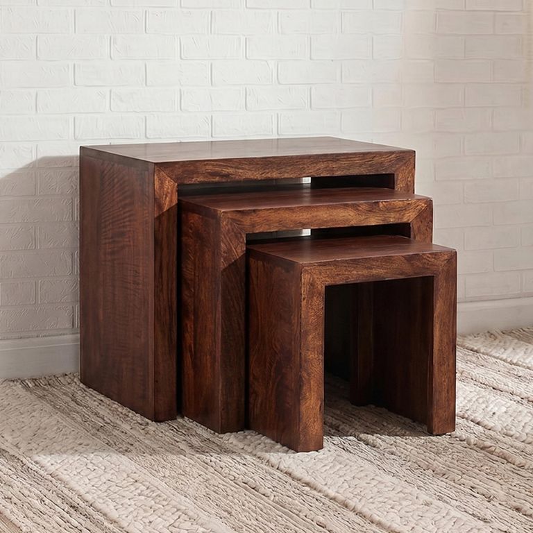 Dakota Nest of Tables - Set of 3 - Dark Mango Wood