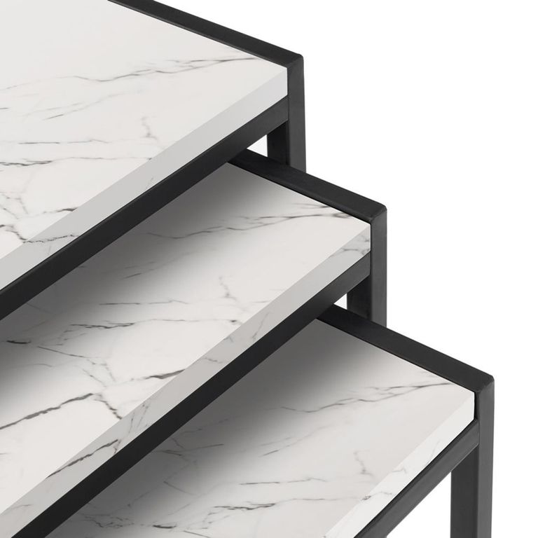 Tribeca Nest of Tables - Set of 3 - White Marble Effect