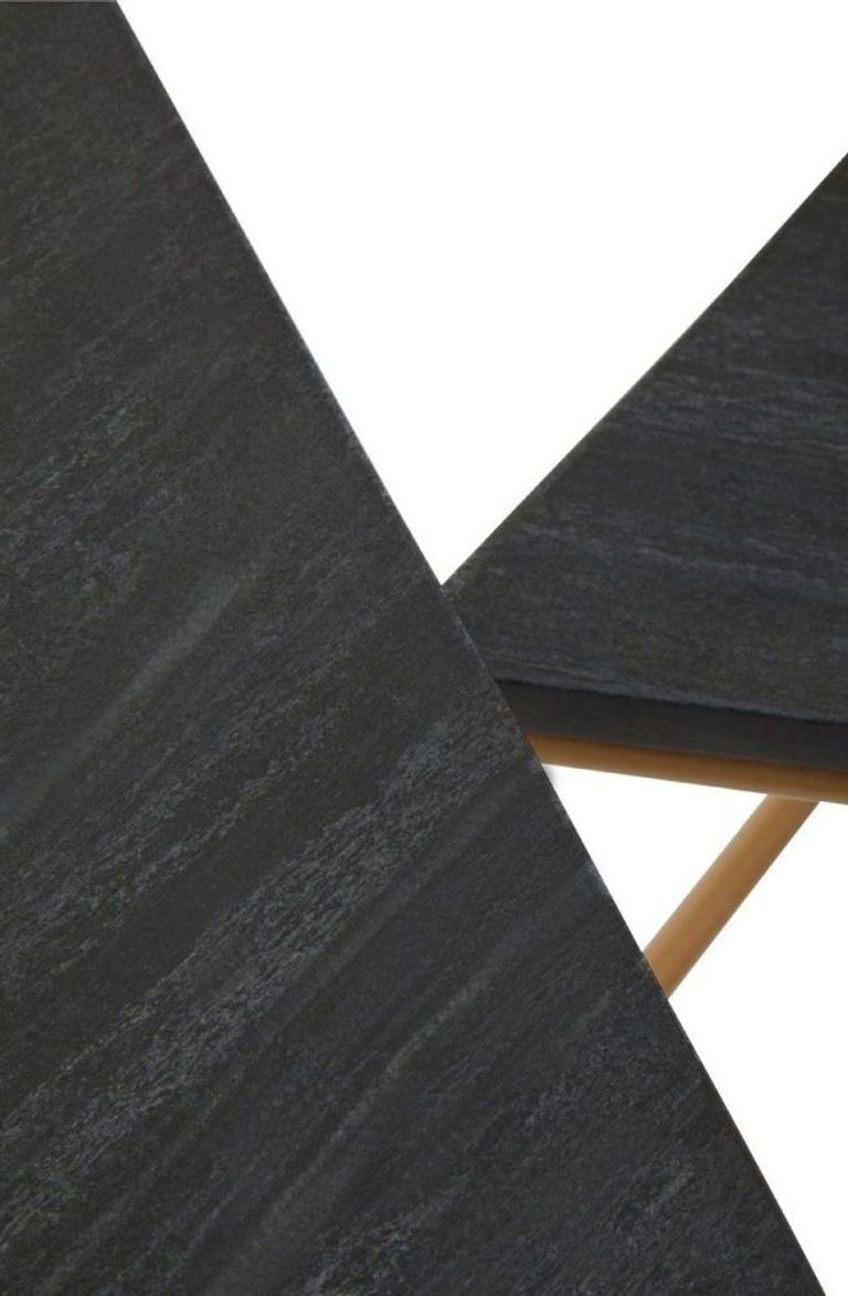 Varana Nest of Tables - Set of 3 - Black Marble with Gold - Triangular